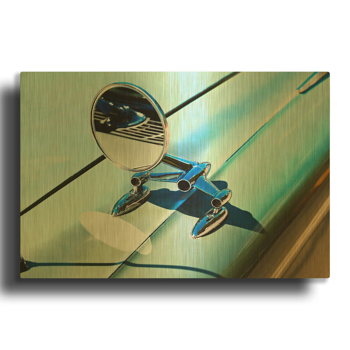 '59 Side mirror' By Clive Branson Gold Metal Wall Art