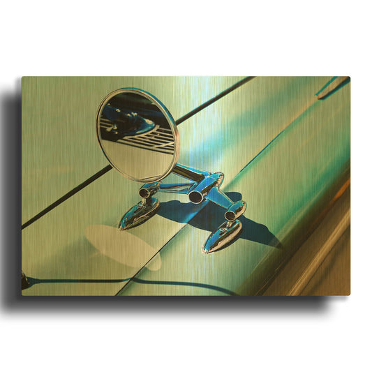 '59 Side mirror' By Clive Branson Gold Metal Wall Art