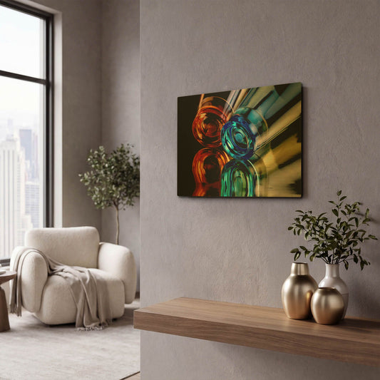 'Colourful Plastic Glasses 2' By Clive Branson Gold Metal Wall Art