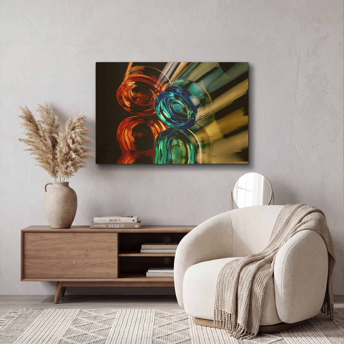 'Colourful Plastic Glasses 2' By Clive Branson Gold Metal Wall Art