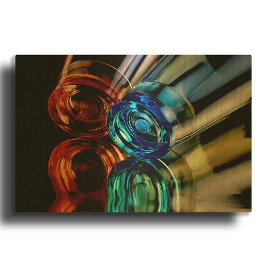 'Colourful Plastic Glasses 2' By Clive Branson Gold Metal Wall Art