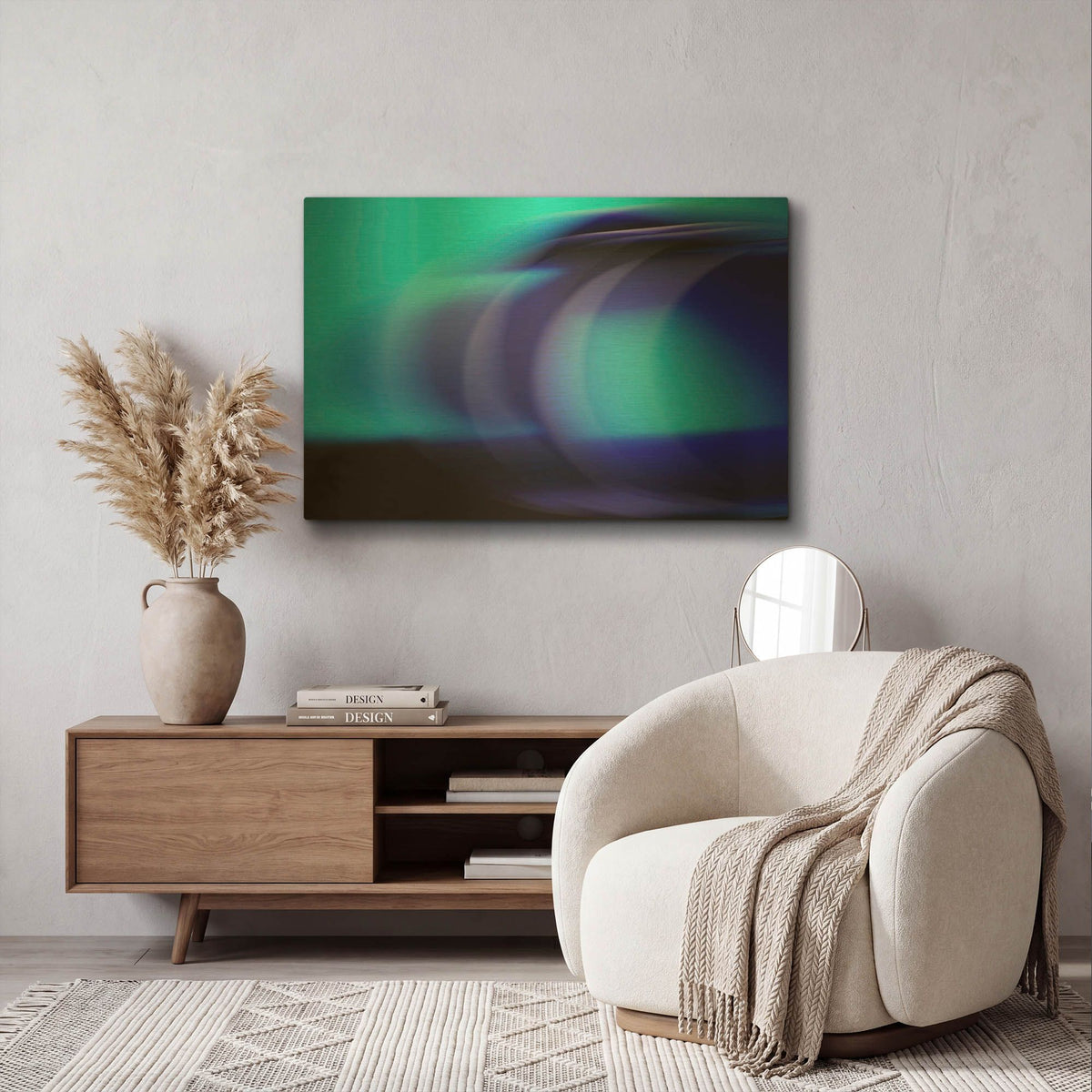 'Blue Curves' By Clive Branson Gold Metal Wall Art