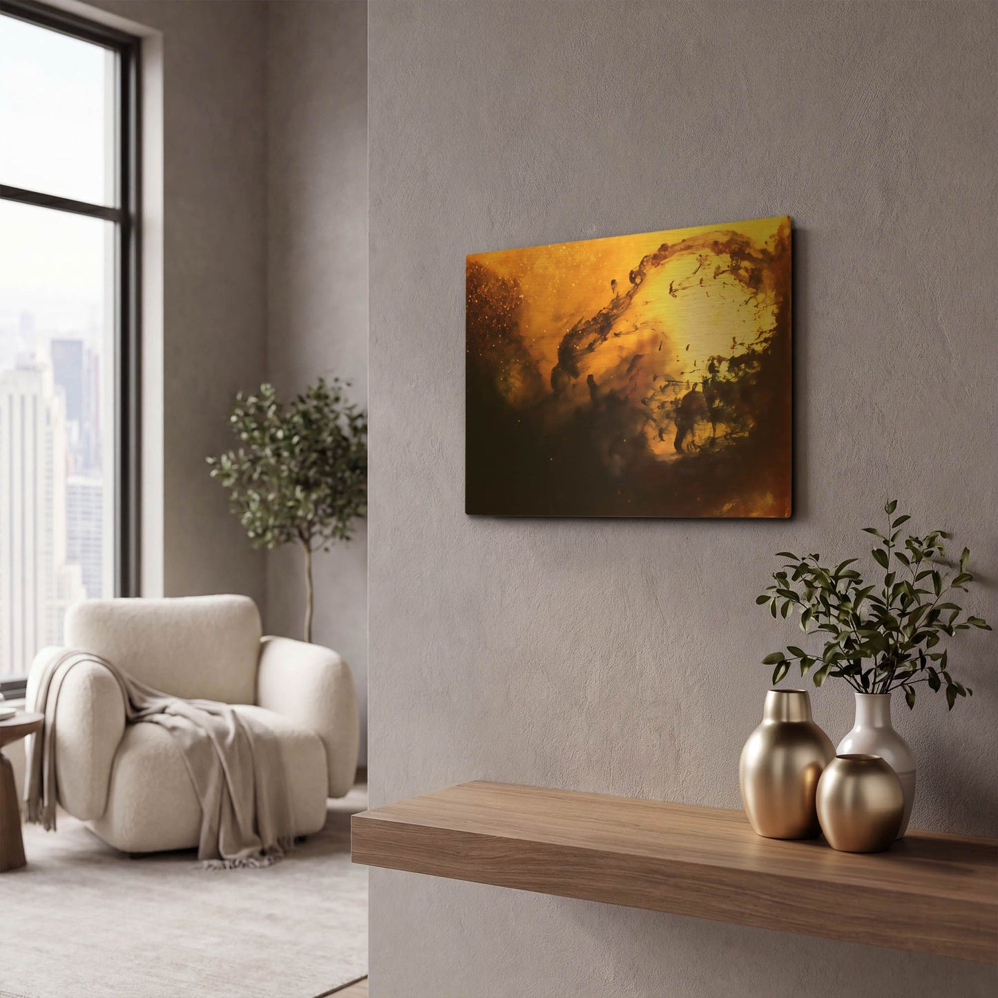 'Fluidity' By Clive Branson Gold Metal Wall Art