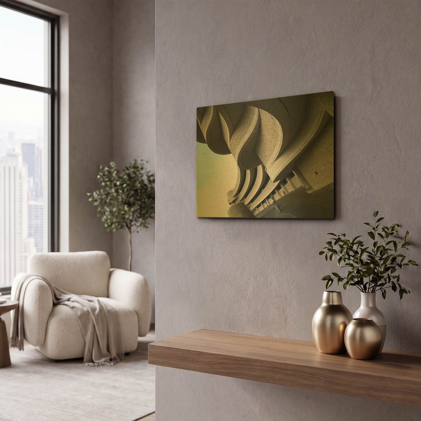 'Museum Of Civilization 1' By Clive Branson Gold Metal Wall Art