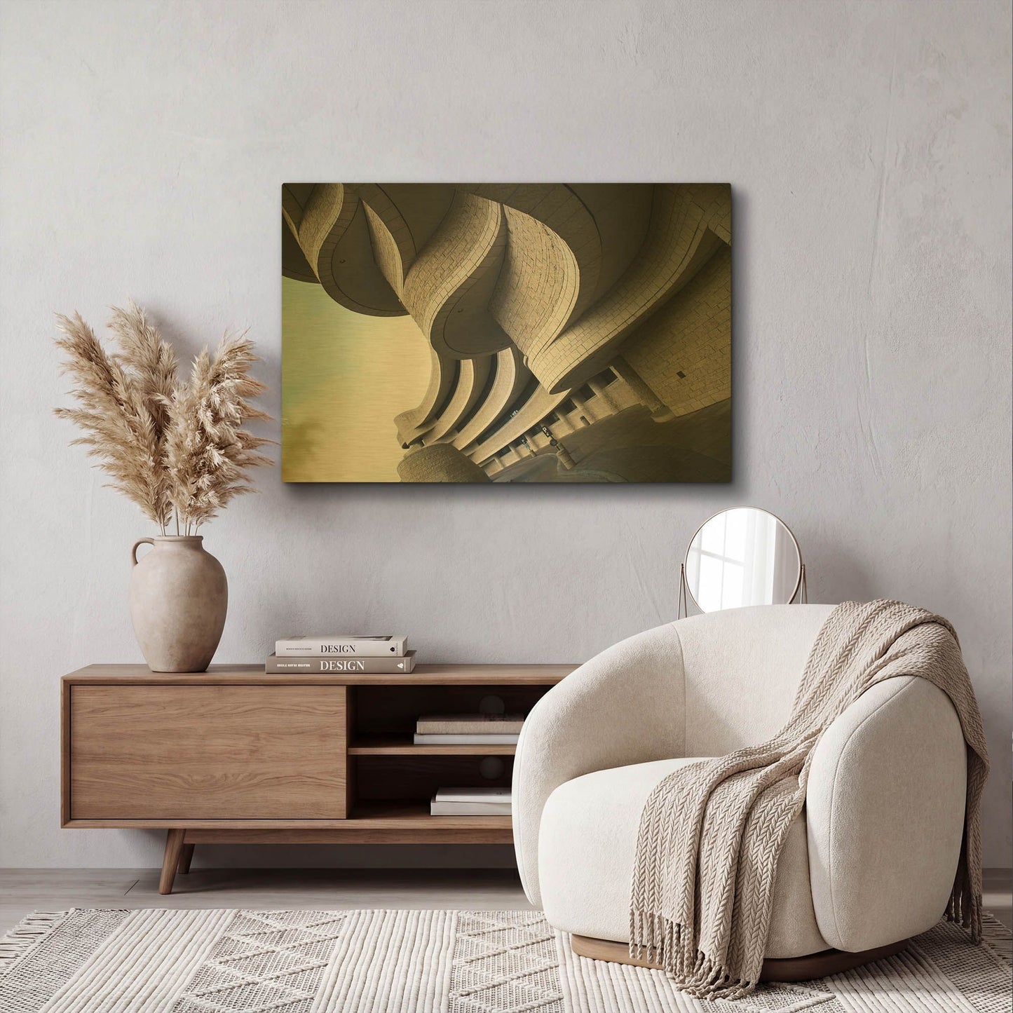 'Museum Of Civilization 1' By Clive Branson Gold Metal Wall Art