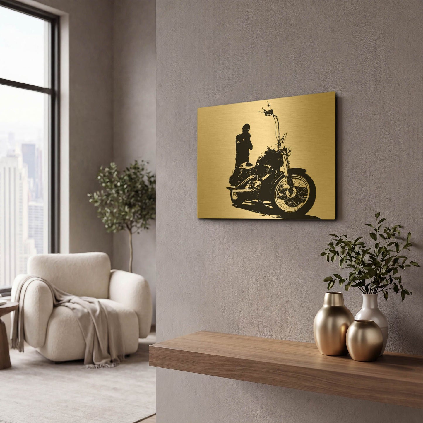 'Rider' By Clive Branson Gold Metal Wall Art