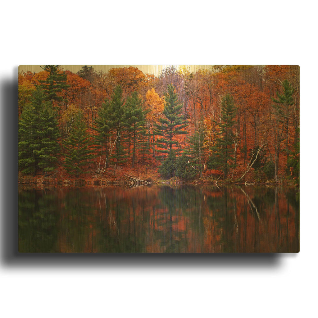 'Meech Lake Reflections' By Clive Branson Gold Metal Wall Art