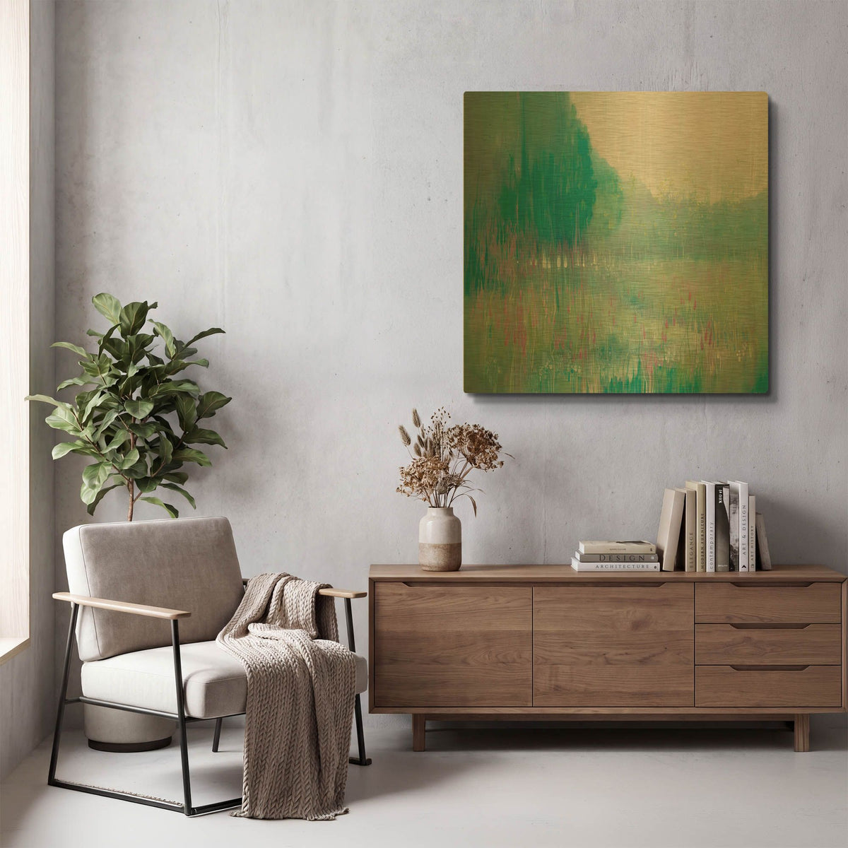 'Ageless Meadow' By Gill Bustamante Gold Metal Wall Art