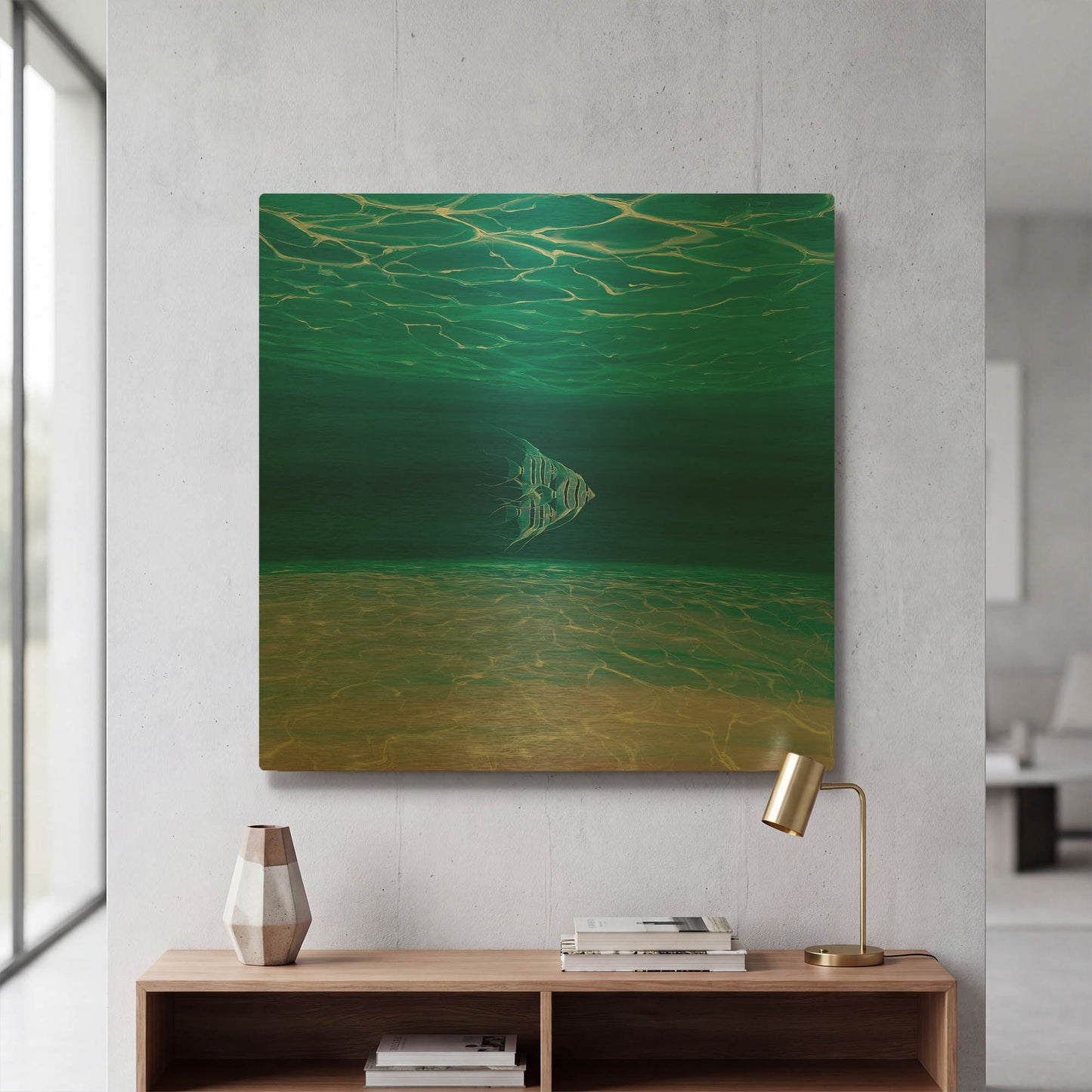 'Blue Angels Blue Sea' By Gill Bustamante Gold Metal Wall Art