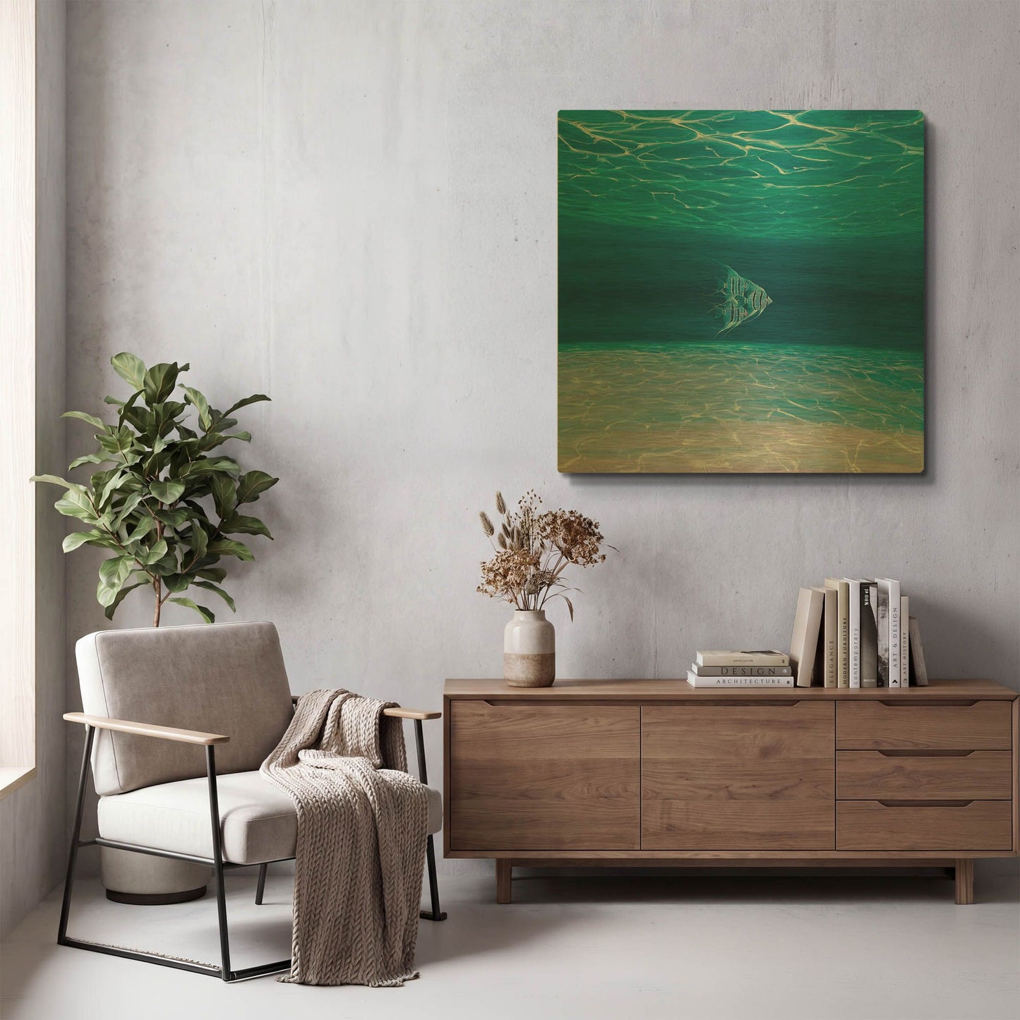 'Blue Angels Blue Sea' By Gill Bustamante Gold Metal Wall Art