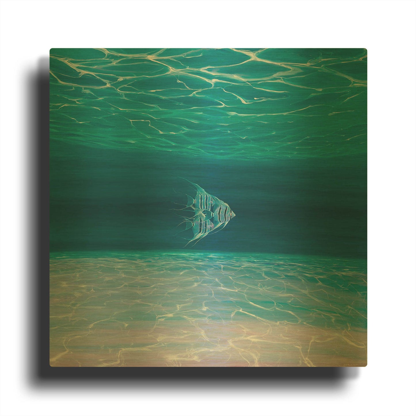 'Blue Angels Blue Sea' By Gill Bustamante Gold Metal Wall Art