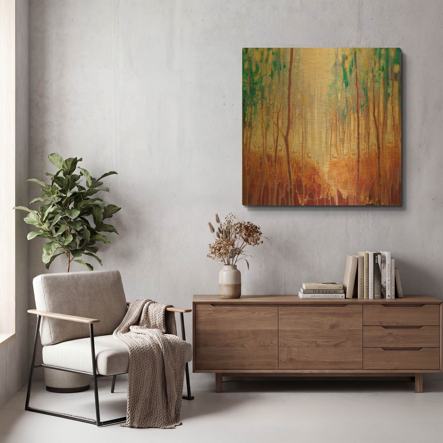 'Forest Souls' By Gill Bustamante Gold Metal Wall Art