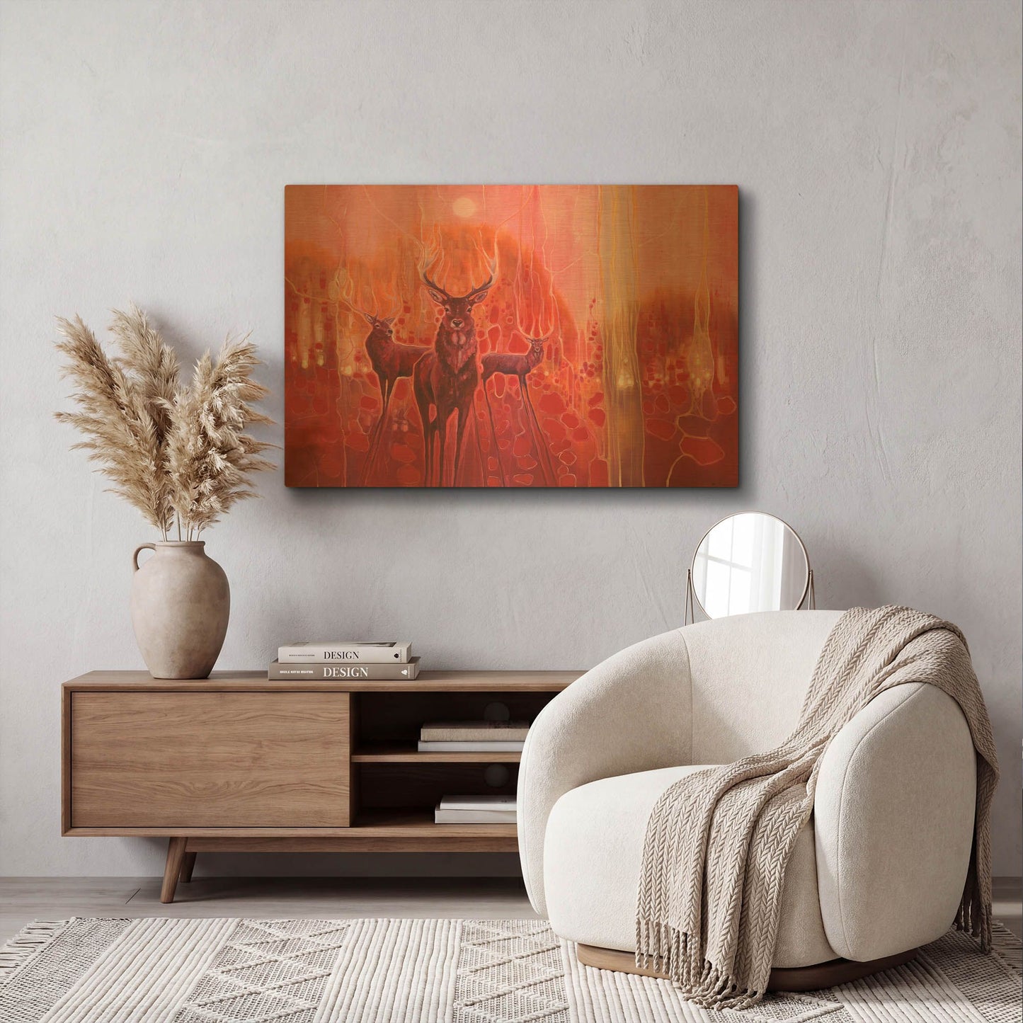 'Red Magic' By Gill Bustamante Gold Metal Wall Art