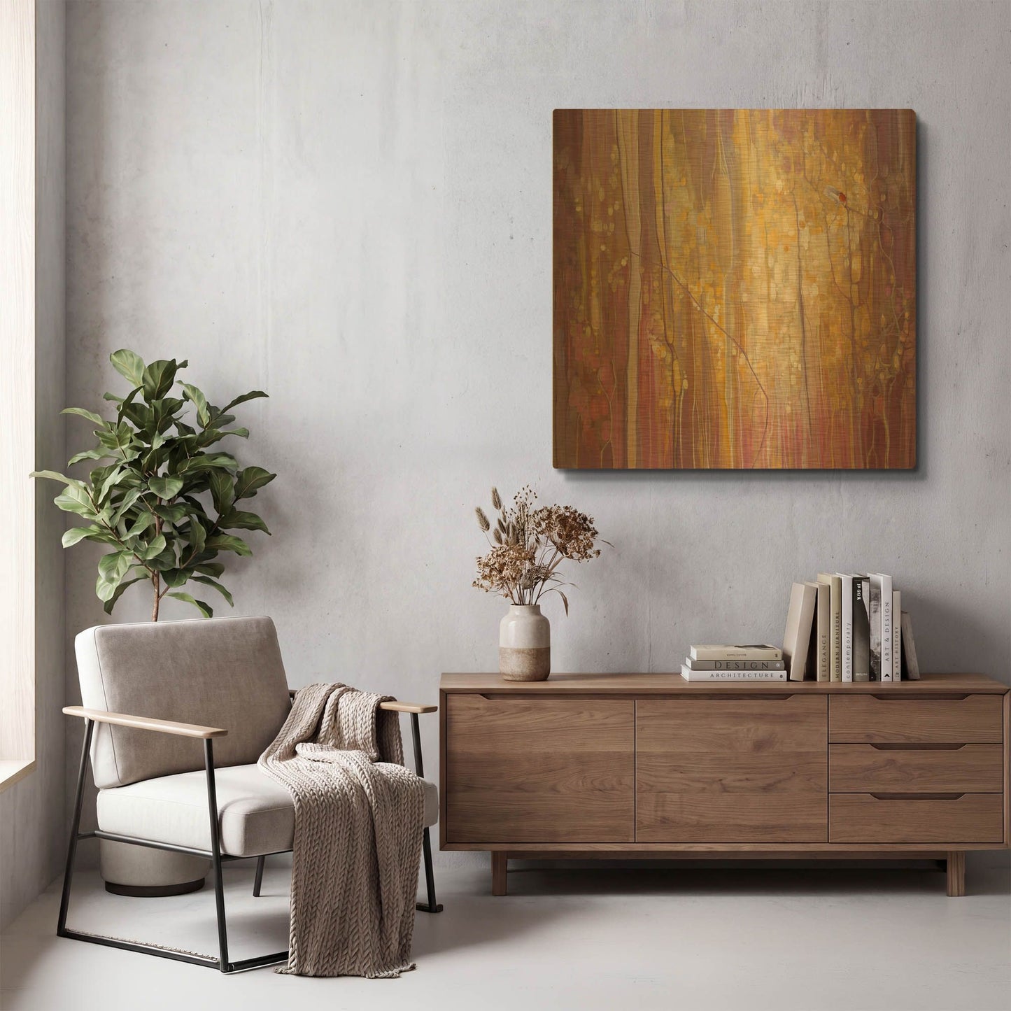 'Robins Song' By Gill Bustamante Gold Metal Wall Art