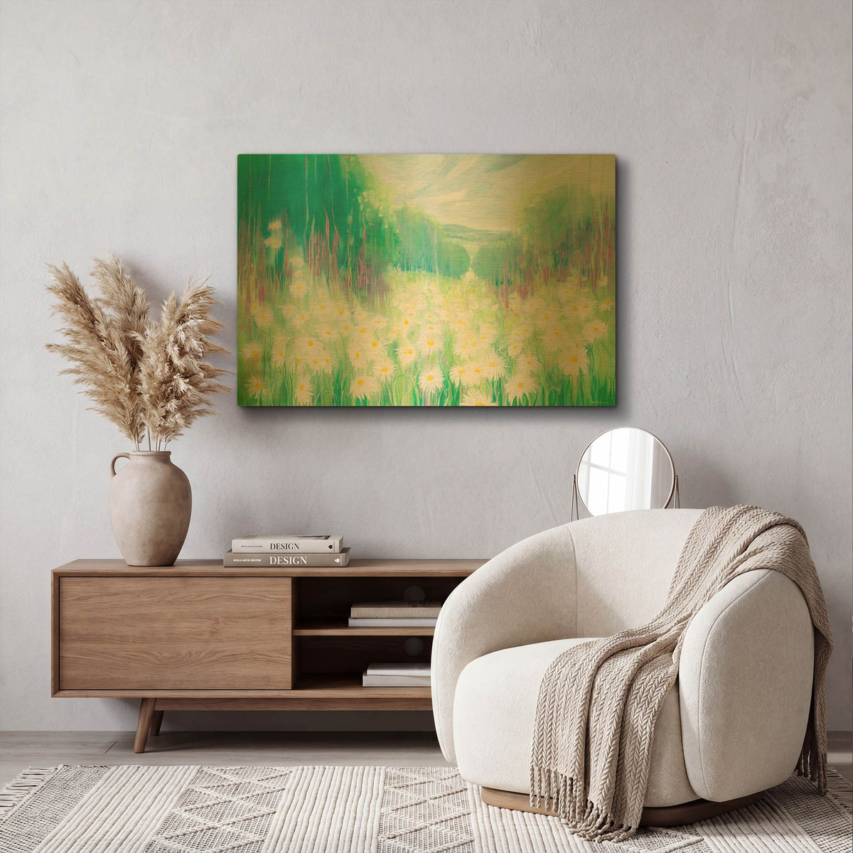 'Through The Daisies To The Sea' By Gill Bustamante Gold Metal Wall Art