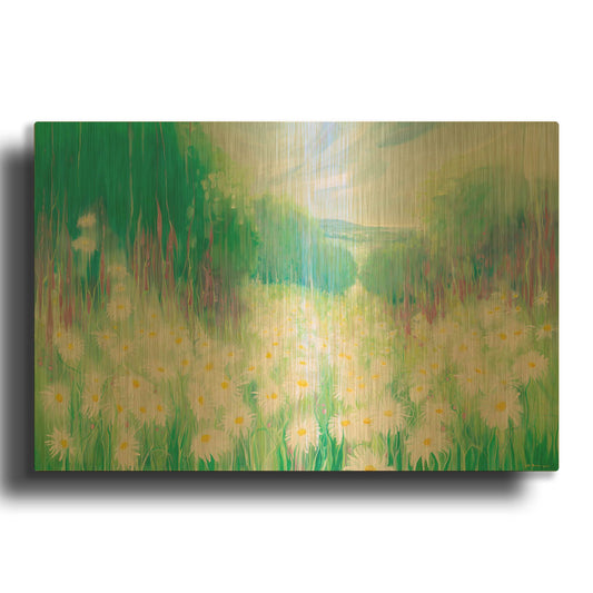 'Through The Daisies To The Sea' By Gill Bustamante Gold Metal Wall Art