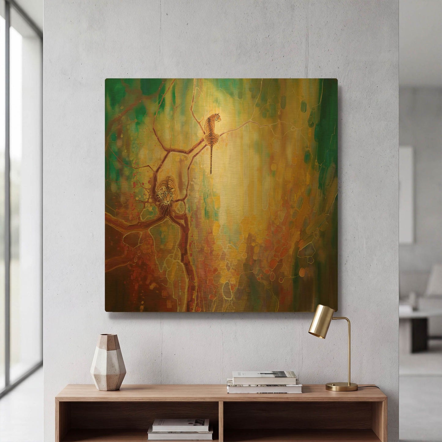 'Tiger Odyssey' By Gill Bustamante Gold Metal Wall Art