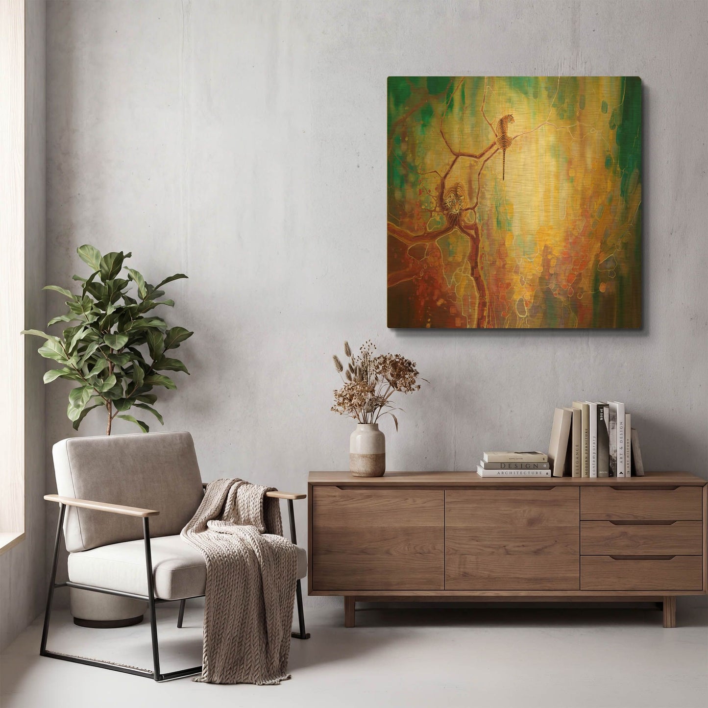 'Tiger Odyssey' By Gill Bustamante Gold Metal Wall Art