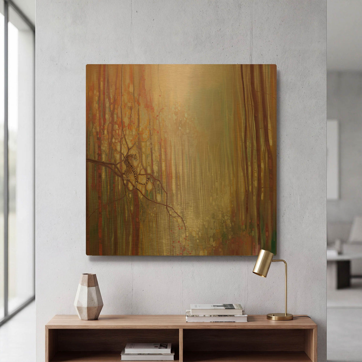 'Tiger Realm' By Gill Bustamante Gold Metal Wall Art
