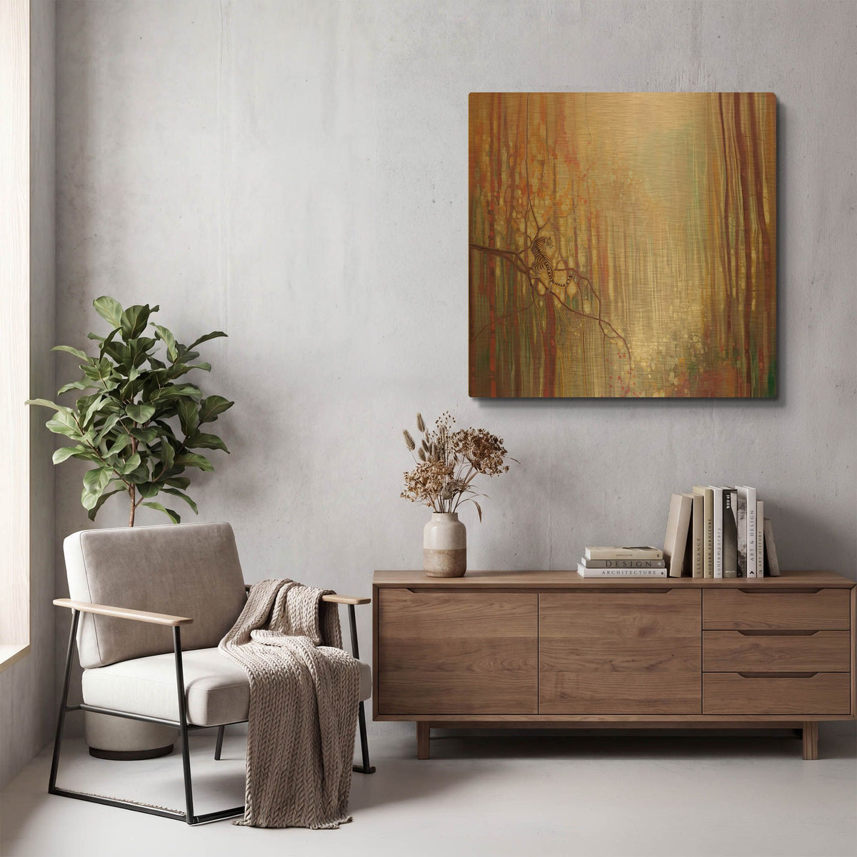 'Tiger Realm' By Gill Bustamante Gold Metal Wall Art
