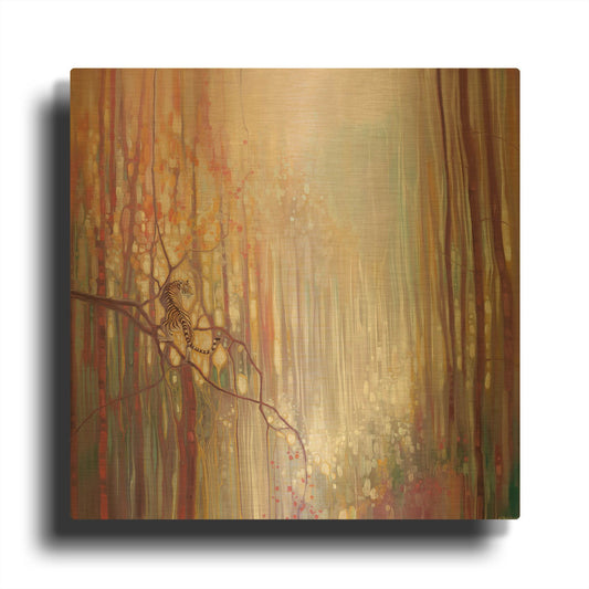 'Tiger Realm' By Gill Bustamante Gold Metal Wall Art