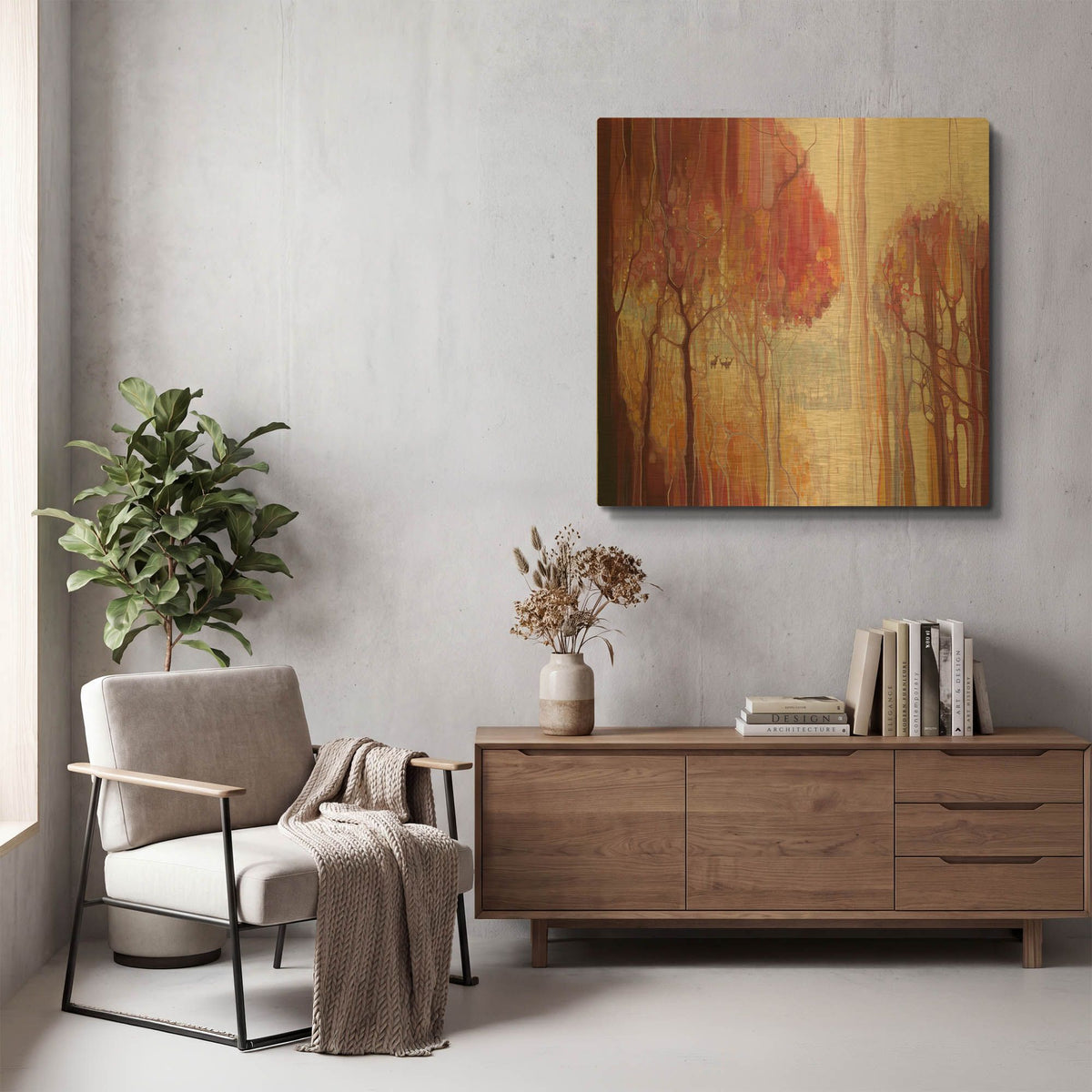 'Waiting' By Gill Bustamante Gold Metal Wall Art