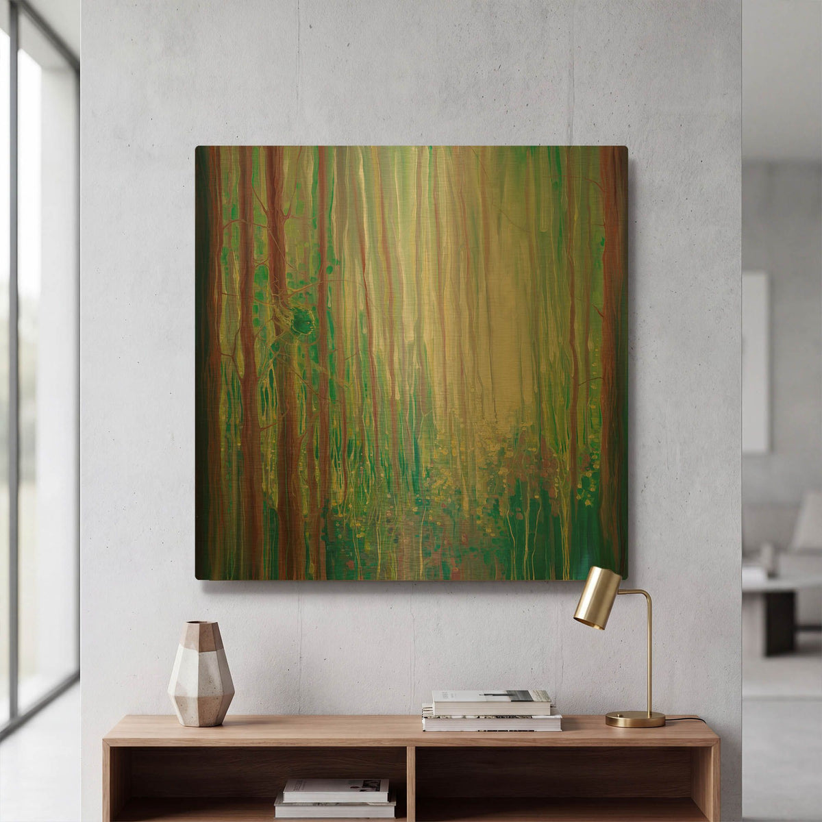 'The Dryads Bluebell Wood' By Gill Bustamante Gold Metal Wall Art
