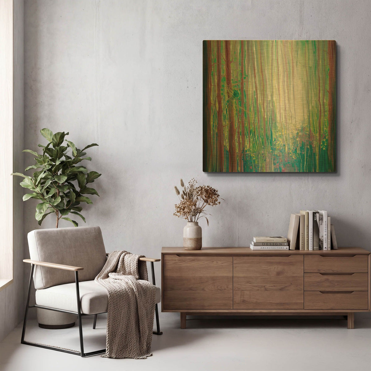 'The Dryads Bluebell Wood' By Gill Bustamante Gold Metal Wall Art