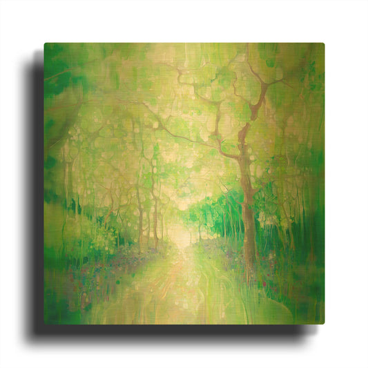 'Green Forest Calling' By Gill Bustamante Gold Metal Wall Art