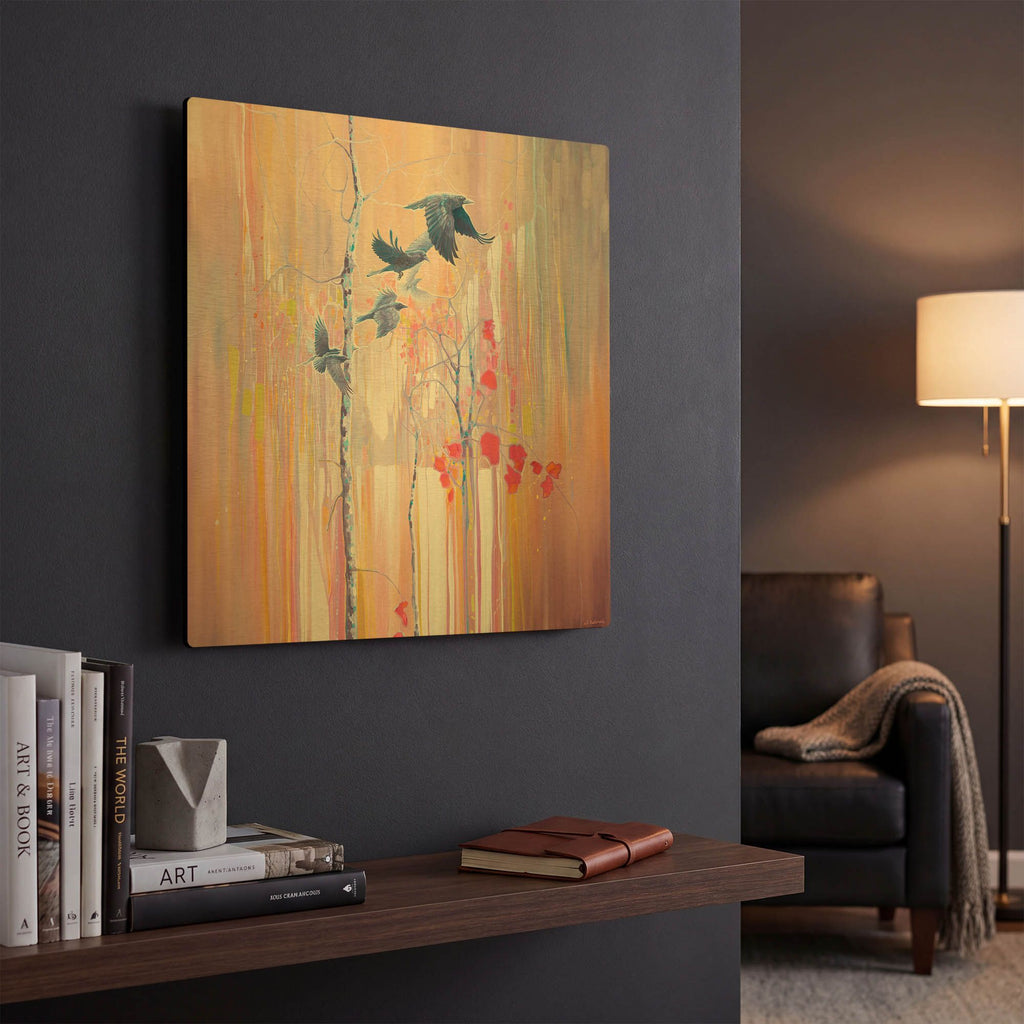 'The Ravens Quest' By Gill Bustamante Gold Metal Wall Art