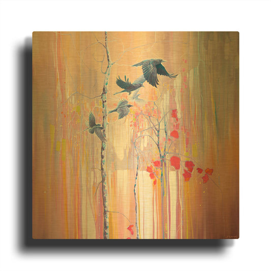 'The Ravens Quest' By Gill Bustamante Gold Metal Wall Art