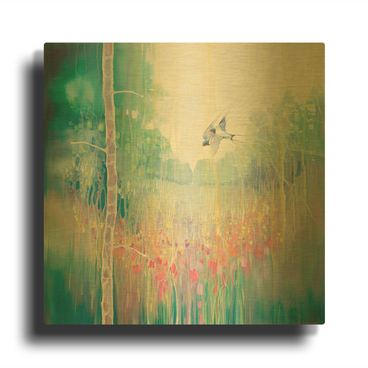 'Weaving Summer' By Gill Bustamante Gold Metal Wall Art