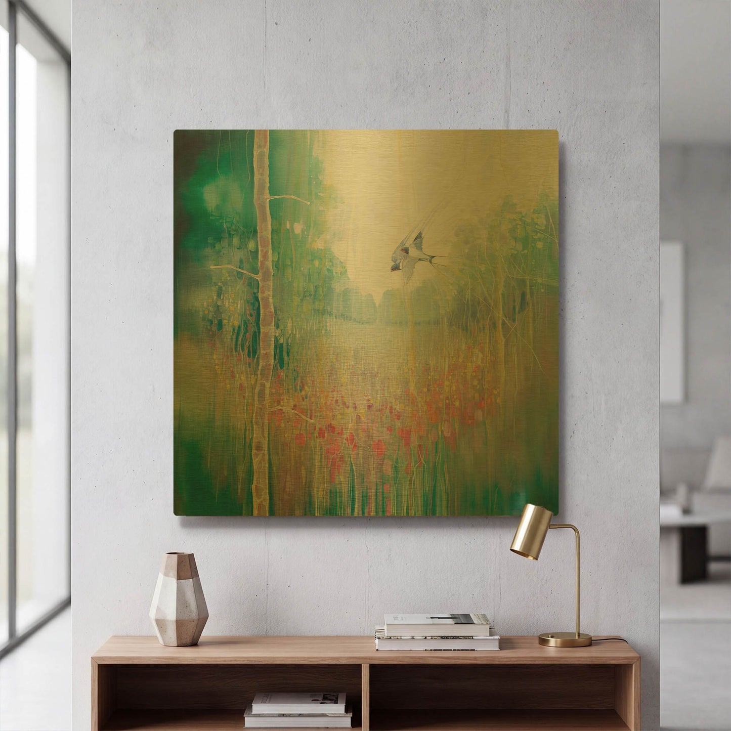 'Weaving Summer' By Gill Bustamante Gold Metal Wall Art
