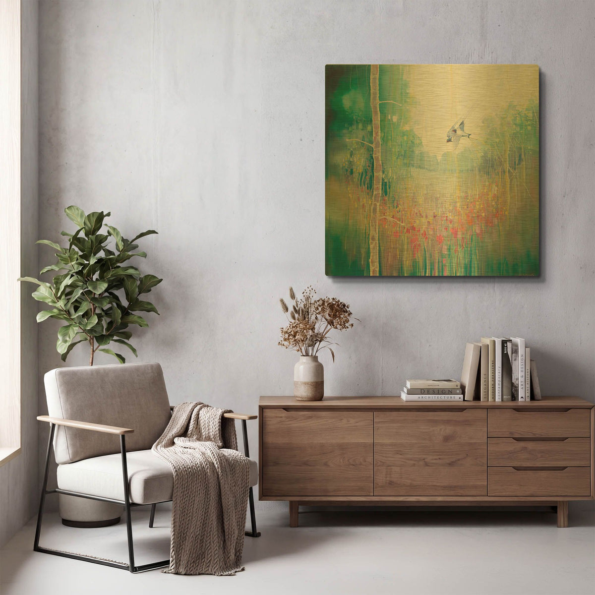 'Weaving Summer' By Gill Bustamante Gold Metal Wall Art