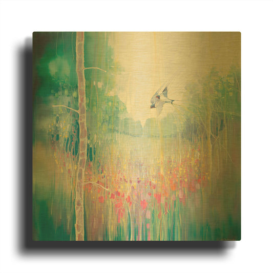 'Weaving Summer' By Gill Bustamante Gold Metal Wall Art