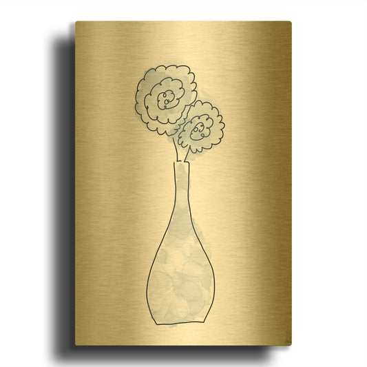 'Floral Glass Bunch 1' By Line and Brush Gold Metal Wall Art