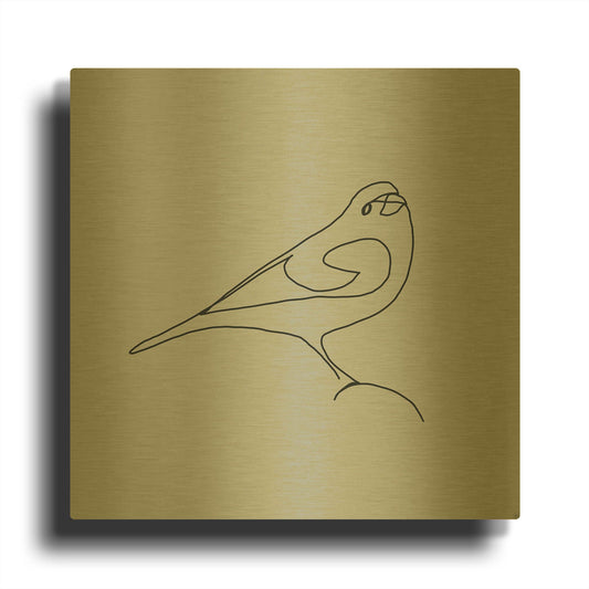 'Line Bird 1' By Line and Brush Gold Metal Wall Art