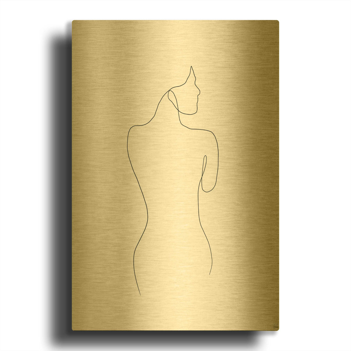 'Line Female Back 1' By Line and Brush Gold Metal Wall Art
