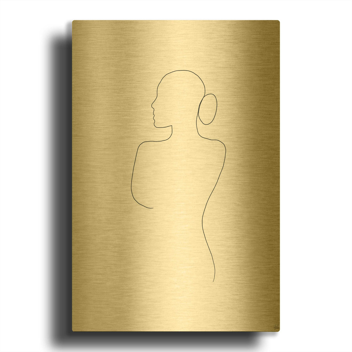 'Line Female Back 2' By Line and Brush Gold Metal Wall Art