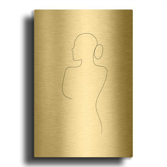 'Line Female Back 2' By Line and Brush Gold Metal Wall Art