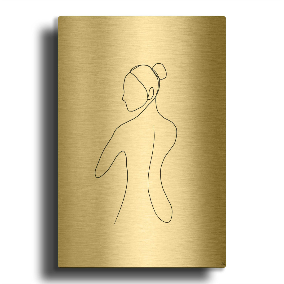 'Line Female Back 3' By Line and Brush Gold Metal Wall Art