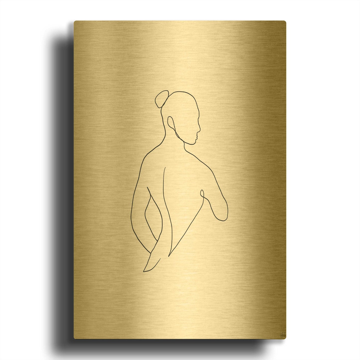 'Line Female Back 4' By Line and Brush Gold Metal Wall Art