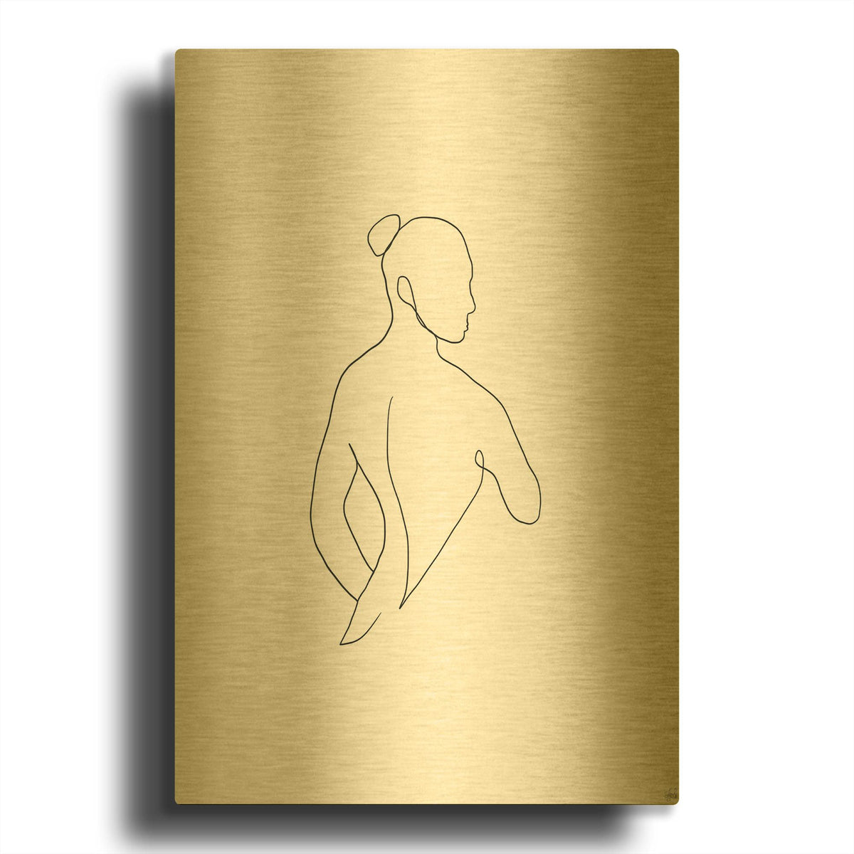 'Line Female Back 4' By Line and Brush Gold Metal Wall Art