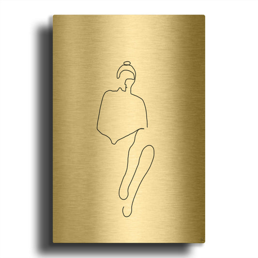 'Line Female Work 1' By Line and Brush Gold Metal Wall Art