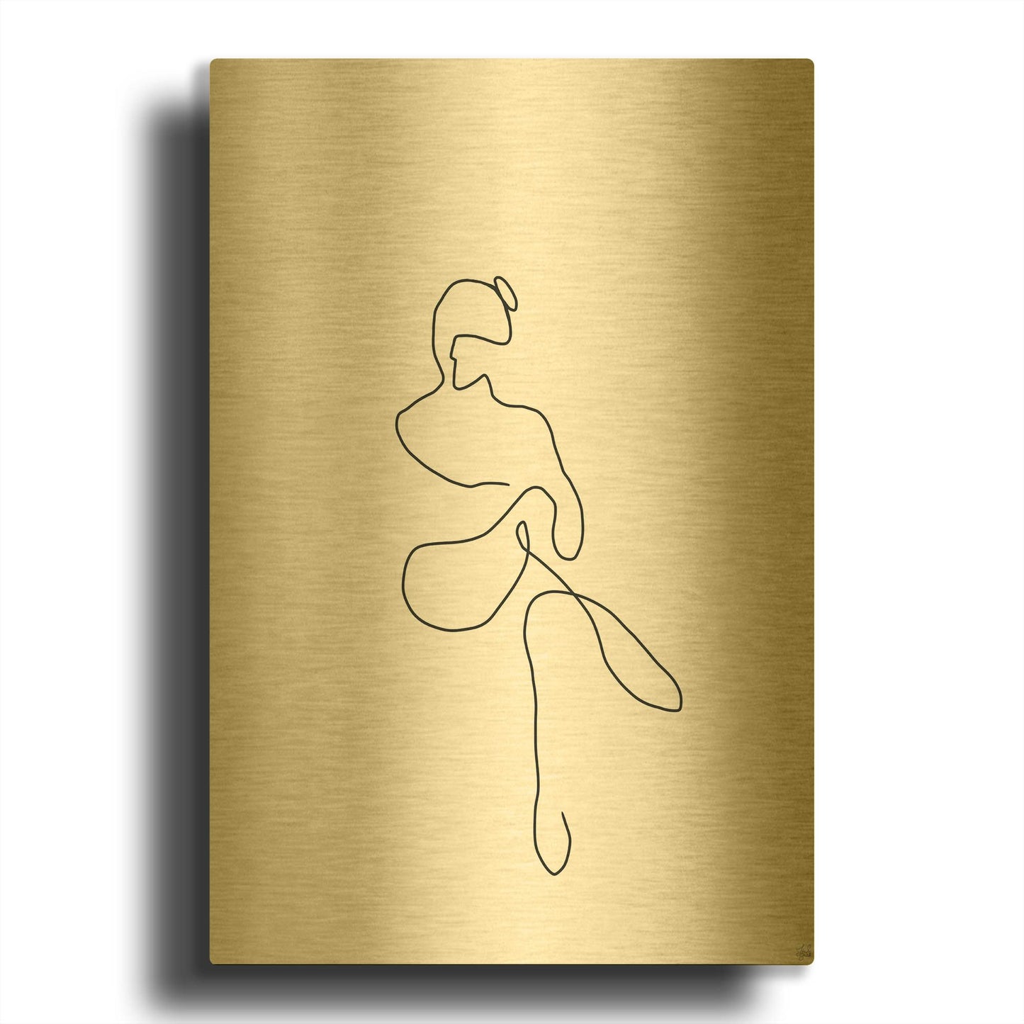 'Line Female Work 2' By Line and Brush Gold Metal Wall Art