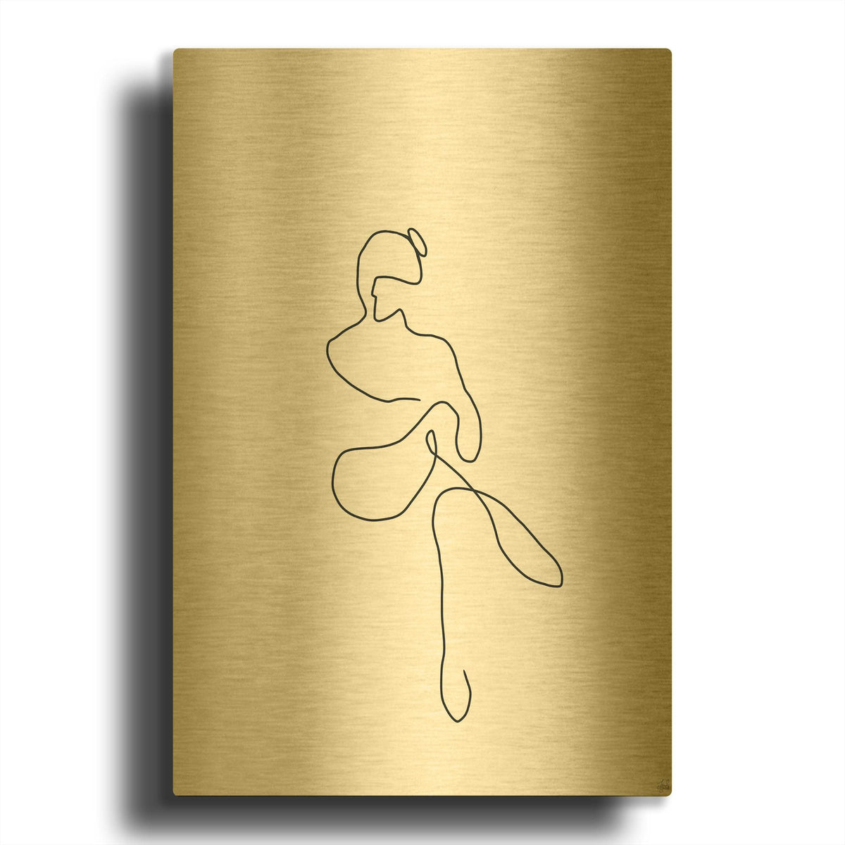 'Line Female Work 2' By Line and Brush Gold Metal Wall Art