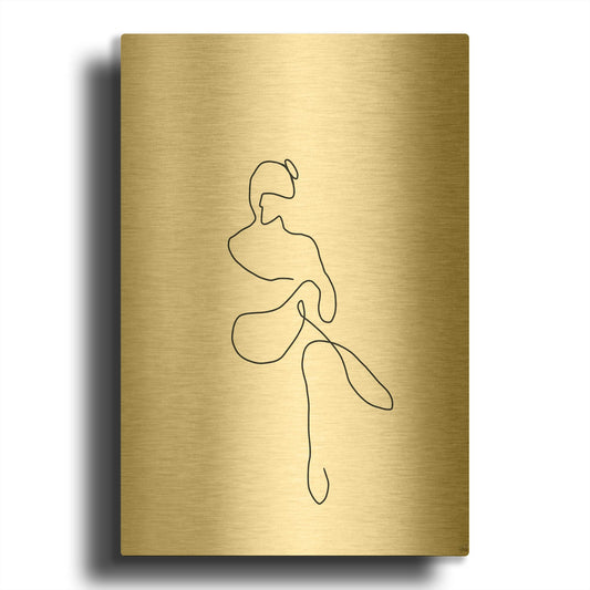 'Line Female Work 2' By Line and Brush Gold Metal Wall Art