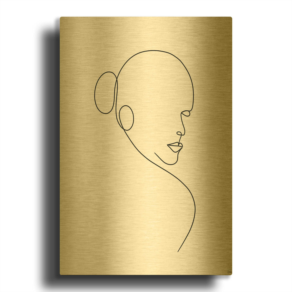 'Line Lady 1' By Line and Brush Gold Metal Wall Art