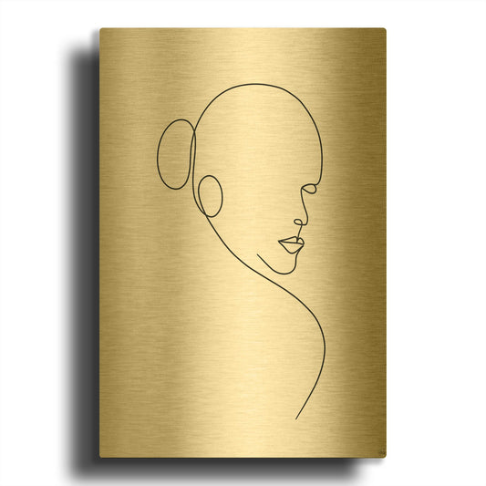 'Line Lady 1' By Line and Brush Gold Metal Wall Art