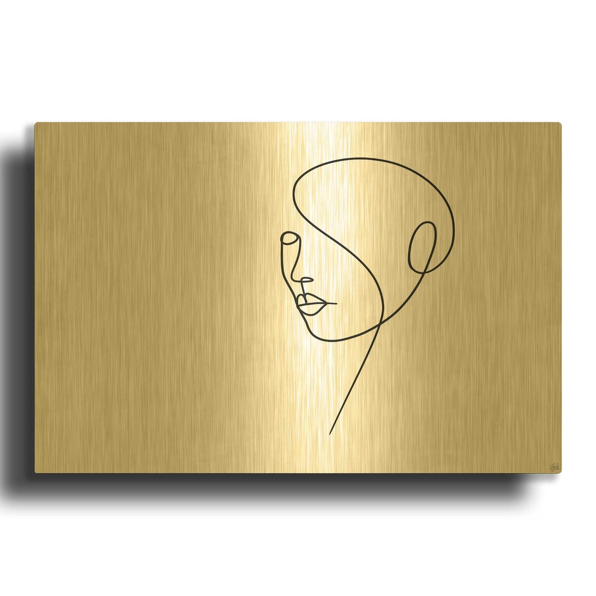 'Line Lady 4' By Line and Brush Gold Metal Wall Art
